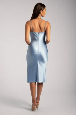 ROM Tabitha Cowl Neck Midi Dress - Heritage Blue DRESSES