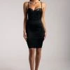 QNG DRESSES Antonella Corset Midi Dress- Black