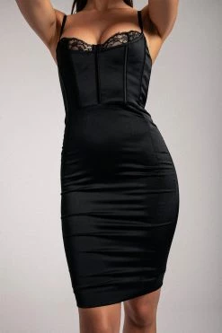 QNG DRESSES Antonella Corset Midi Dress- Black 13 QNG DRESSES Antonella Corset Midi Dress- Black