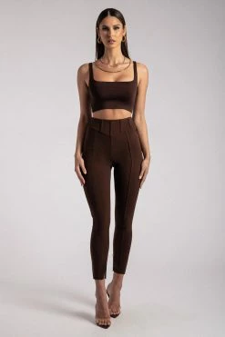 QNG Sutton Corset Panel Trousers - Chocolate All Bottoms