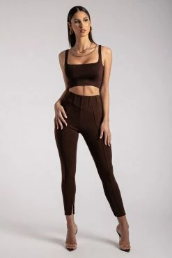 QNG Sutton Corset Panel Trousers - Chocolate All Bottoms