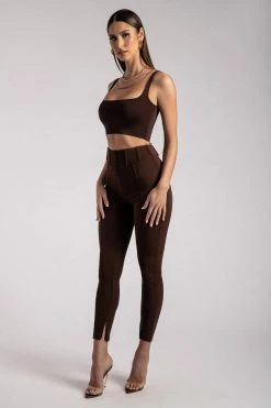 QNG Sutton Corset Panel Trousers - Chocolate All Bottoms