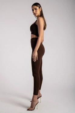 QNG Sutton Corset Panel Trousers - Chocolate All Bottoms