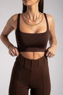 QNG Sutton Corset Panel Trousers - Chocolate All Bottoms