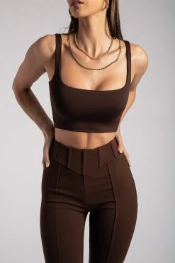 QNG Sutton Corset Panel Trousers - Chocolate All Bottoms