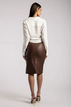 WNT Rona Front Tie Long Sleeve Crop Top - White