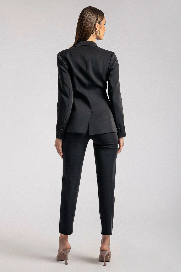 WNT Helda Fitted Cinched Waist Blazer - Black 2 WNT Helda Fitted Cinched Waist Blazer - Black