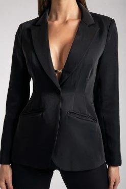 WNT Helda Fitted Cinched Waist Blazer - Black 21 WNT Helda Fitted Cinched Waist Blazer - Black