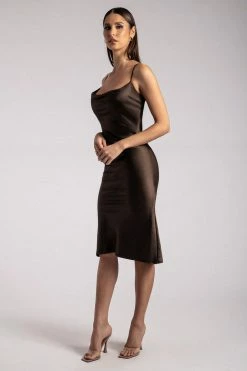 ROM Tabitha Cowl Neck Midi Dress - Chocolate 15 ROM Tabitha Cowl Neck Midi Dress - Chocolate