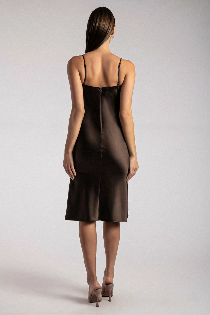 ROM Tabitha Cowl Neck Midi Dress - Chocolate 3 ROM Tabitha Cowl Neck Midi Dress - Chocolate