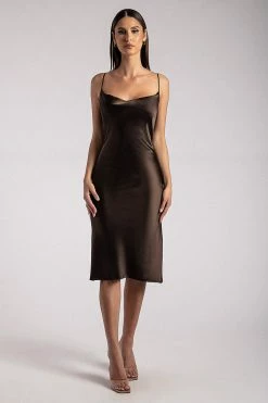 ROM Tabitha Cowl Neck Midi Dress - Chocolate 13 ROM Tabitha Cowl Neck Midi Dress - Chocolate