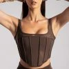 WNT All Tops Delaney Corset Bustier - Chocolate