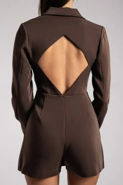 WNT Kendall Cut Out Blazer Playsuit- Chocolate The Future Is Female