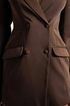 WNT Kendall Cut Out Blazer Playsuit- Chocolate The Future Is Female