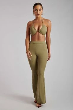 ROM Two Piece Sets Tori Ribbed Flare Trousers - Sage 15 ROM Two Piece Sets Tori Ribbed Flare Trousers - Sage