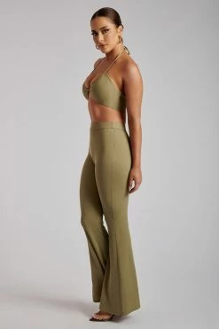 ROM Two Piece Sets Tori Ribbed Flare Trousers - Sage 14 ROM Two Piece Sets Tori Ribbed Flare Trousers - Sage