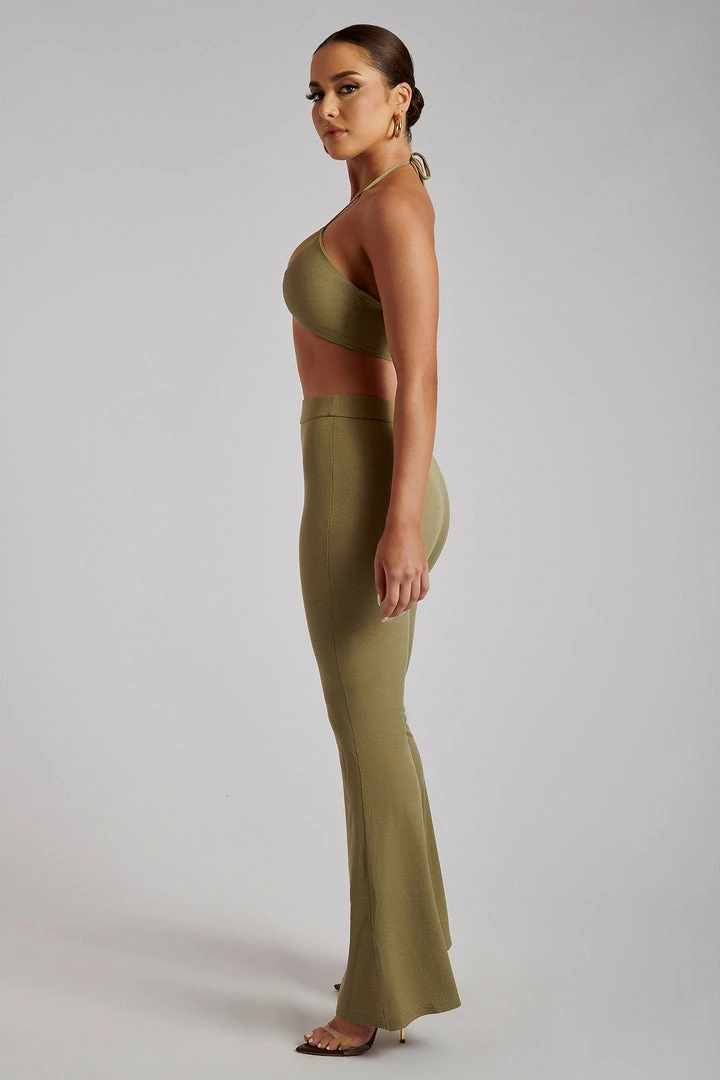 ROM Two Piece Sets Tori Ribbed Flare Trousers - Sage 8 ROM Two Piece Sets Tori Ribbed Flare Trousers - Sage