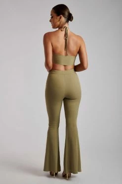ROM Two Piece Sets Tori Ribbed Flare Trousers - Sage