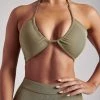 ROM Ruby Ruched Crop Top- Sage Two Piece Sets