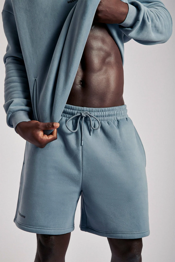 QNG Taylor Unisex Cosy Long Shorts - Steel Blue All Bottoms 1 QNG Taylor Unisex Cosy Long Shorts - Steel Blue All Bottoms