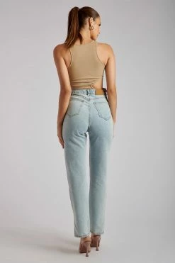 ROM Denver Ribbed Top With Cut Out Side Detail - Camel