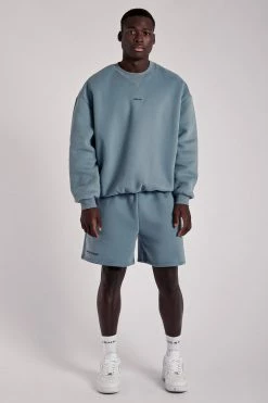 QNG Taylor Unisex Cosy Long Shorts - Steel Blue All Bottoms 17 QNG Taylor Unisex Cosy Long Shorts - Steel Blue All Bottoms