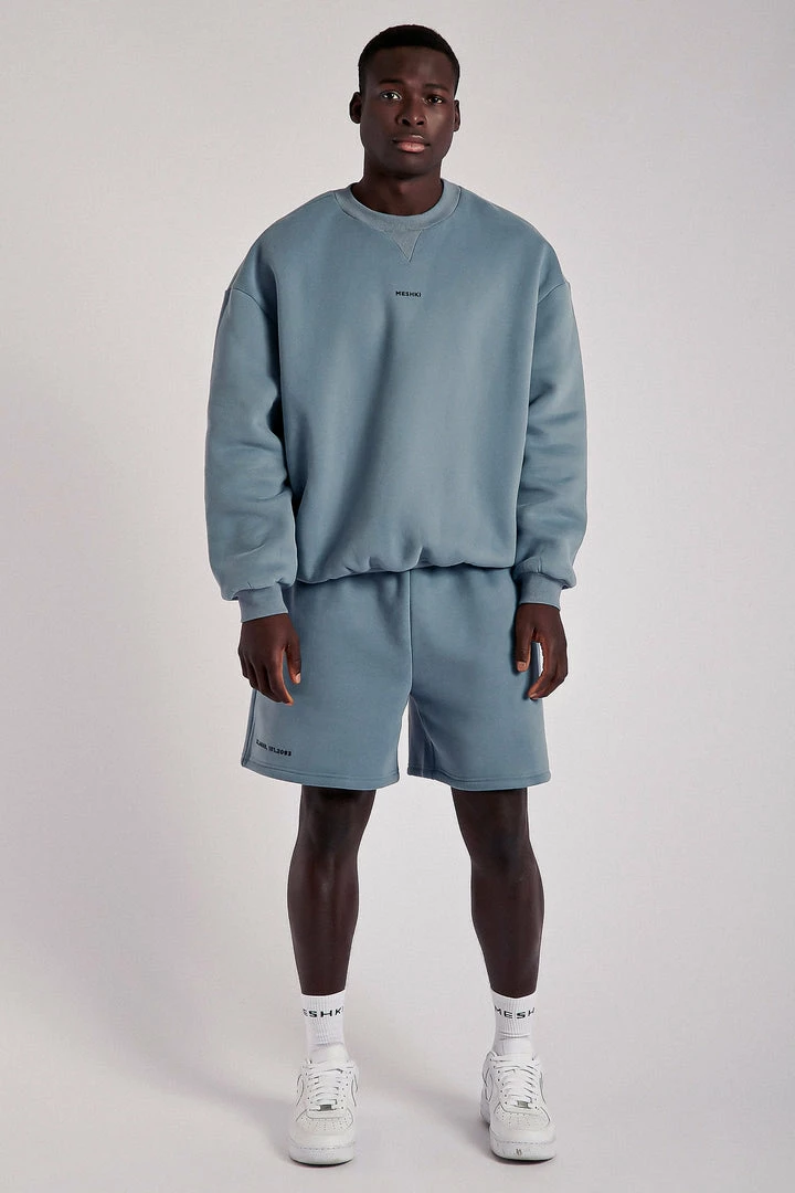 QNG Taylor Unisex Cosy Long Shorts - Steel Blue All Bottoms 3 QNG Taylor Unisex Cosy Long Shorts - Steel Blue All Bottoms