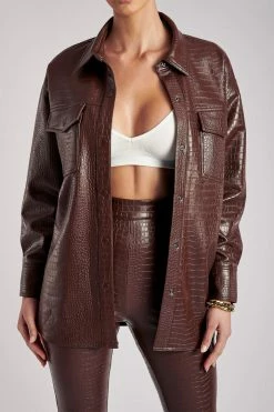 WNT All Bottoms Annabelle High Waisted Croc Skinny Pant - Chocolate 14 WNT All Bottoms Annabelle High Waisted Croc Skinny Pant - Chocolate