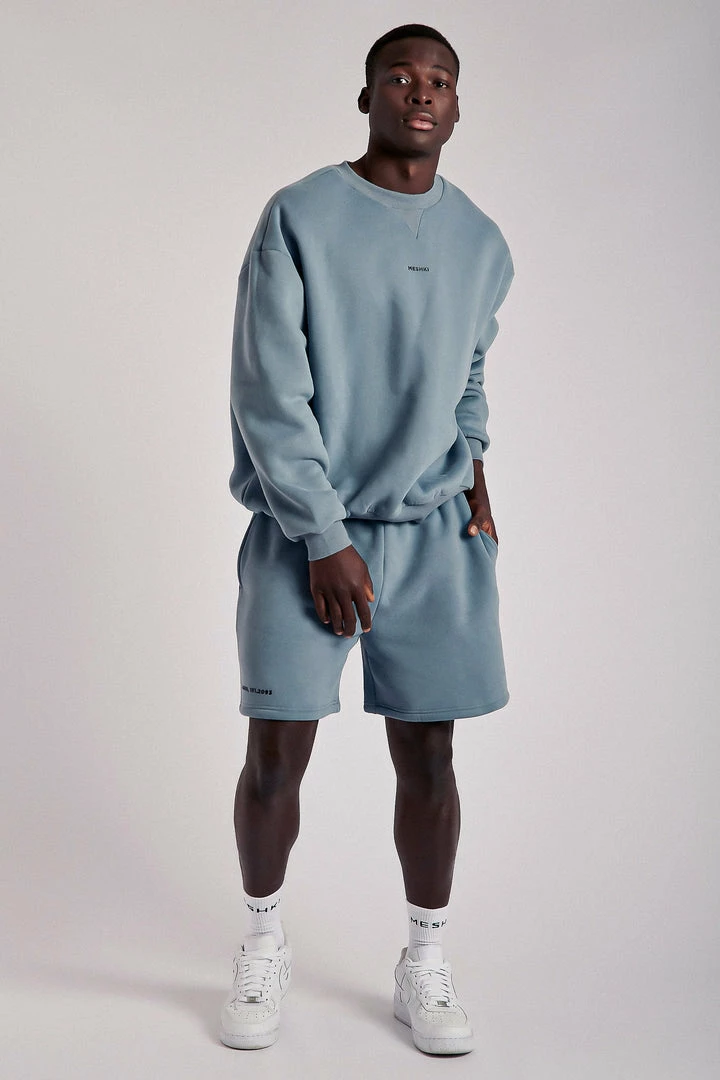 QNG Taylor Unisex Cosy Long Shorts - Steel Blue All Bottoms 5 QNG Taylor Unisex Cosy Long Shorts - Steel Blue All Bottoms