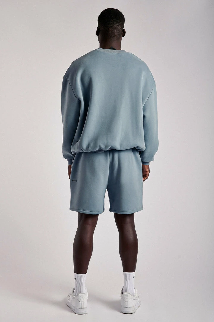 QNG Taylor Unisex Cosy Long Shorts - Steel Blue All Bottoms 2 QNG Taylor Unisex Cosy Long Shorts - Steel Blue All Bottoms