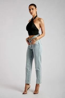 WNT Jessica Halter Corset Crop Top - Black All Tops