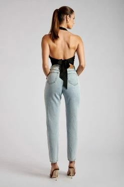 WNT Jessica Halter Corset Crop Top - Black All Tops