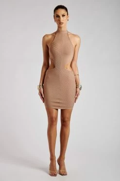 VNC DRESSES Lauryn Halter Mini Bandage Dress- Nude 15 VNC DRESSES Lauryn Halter Mini Bandage Dress- Nude
