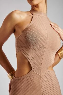 VNC DRESSES Lauryn Halter Mini Bandage Dress- Nude 19 VNC DRESSES Lauryn Halter Mini Bandage Dress- Nude