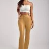 WNT Tyra Straight Leg Faux Leather Pants - Tan Two Piece Sets