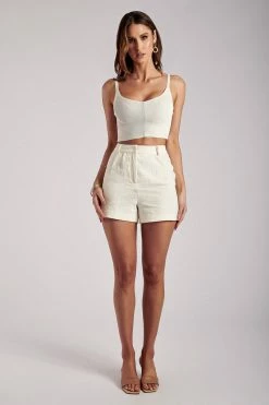 EMS All Tops Alisha Ribbed Crop Top - Rosewater