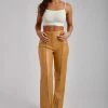 WNT Scout Faux Leather Piped Pants - Tan