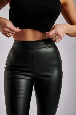 WNT Shayla Skinny Faux Leather Split Pant - Black