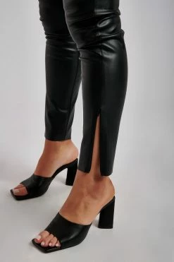 WNT Shayla Skinny Faux Leather Split Pant - Black