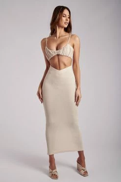 ROM Roxie V Waistband Maxi Skirt - Stone Two Piece Sets