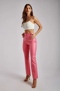 WNT Tyra Straight Leg Faux Leather Pants - Pink