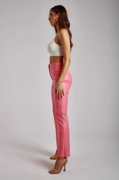 WNT Tyra Straight Leg Faux Leather Pants - Pink
