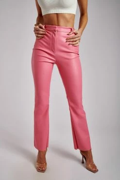 WNT Tyra Straight Leg Faux Leather Pants - Pink