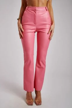 WNT Tyra Straight Leg Faux Leather Pants - Pink