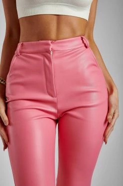 WNT Tyra Straight Leg Faux Leather Pants - Pink
