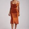 WNT DRESSES Tabitha Cowl Neck Midi Dress - Burnt Orange