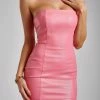 LCH Pamela Strapless Faux Leather Mini Dress - Pink