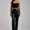 WNT Two Piece Sets Scout Faux Leather Piped Pants - Black