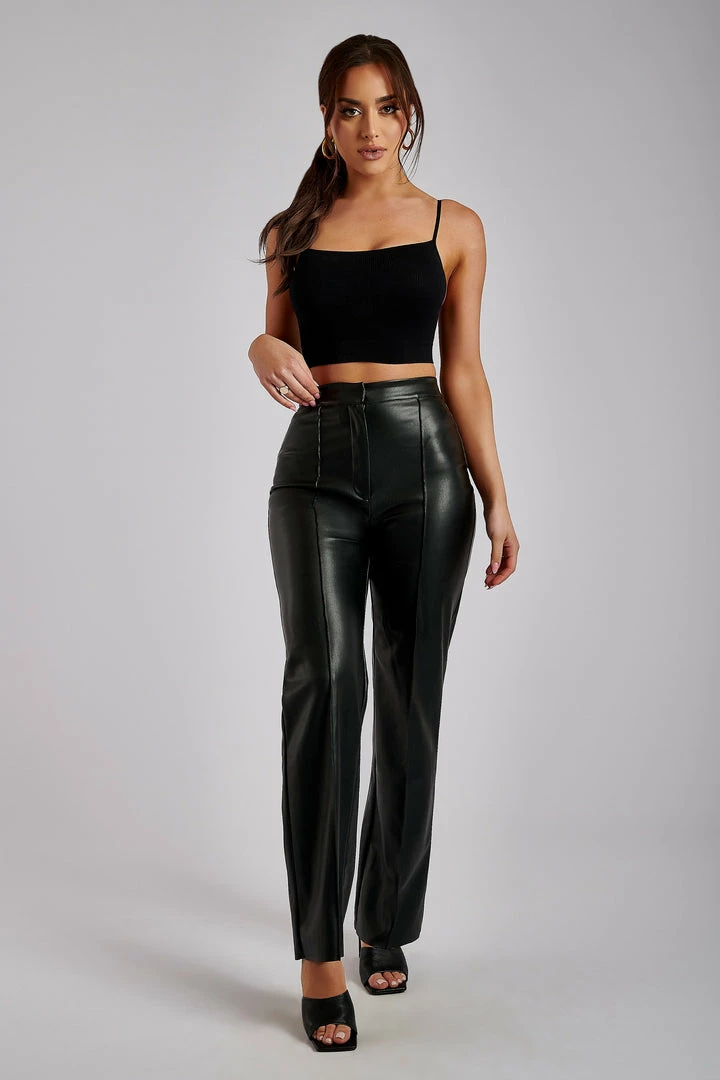 WNT Two Piece Sets Scout Faux Leather Piped Pants - Black 3 WNT Two Piece Sets Scout Faux Leather Piped Pants - Black