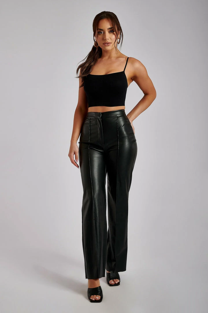 WNT Two Piece Sets Scout Faux Leather Piped Pants - Black 4 WNT Two Piece Sets Scout Faux Leather Piped Pants - Black